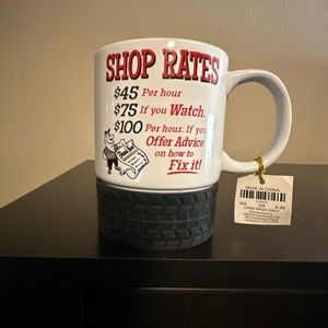 Gag Gift for that special Mechanic-Shop Rates- Funny Coffee Cup Mug NWT